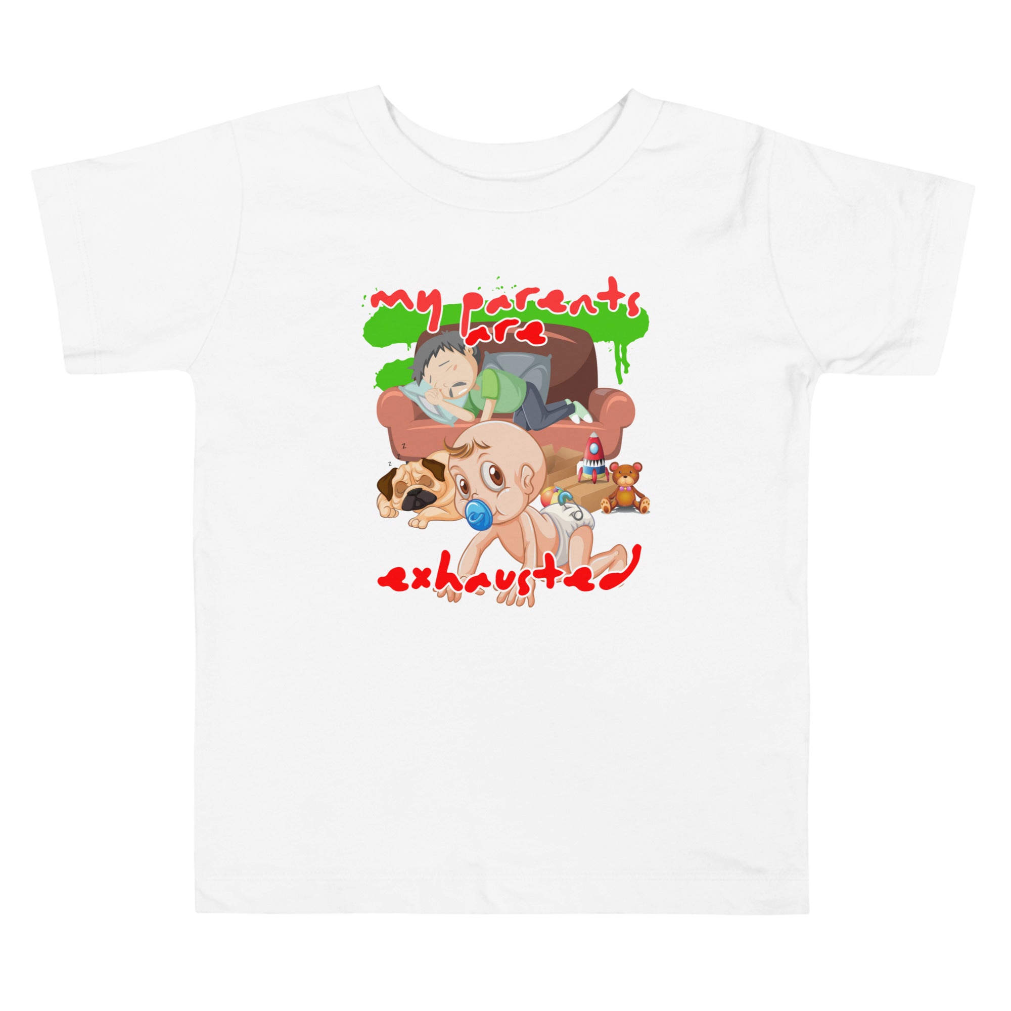 Toddler Short Sleeve Tee - Exhausted (White)