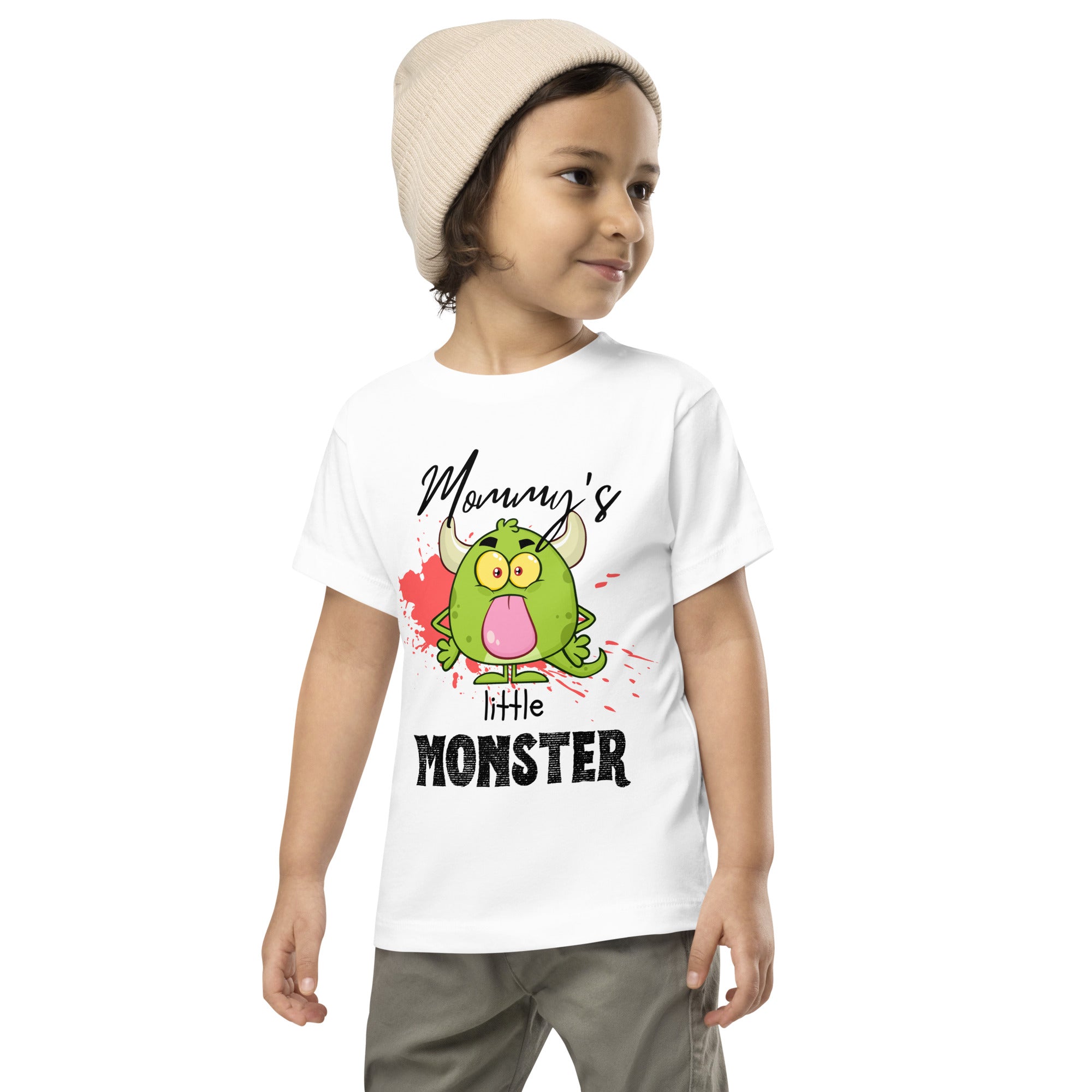 Camiseta de manga corta para niños pequeños - Little Monster (Blanco)