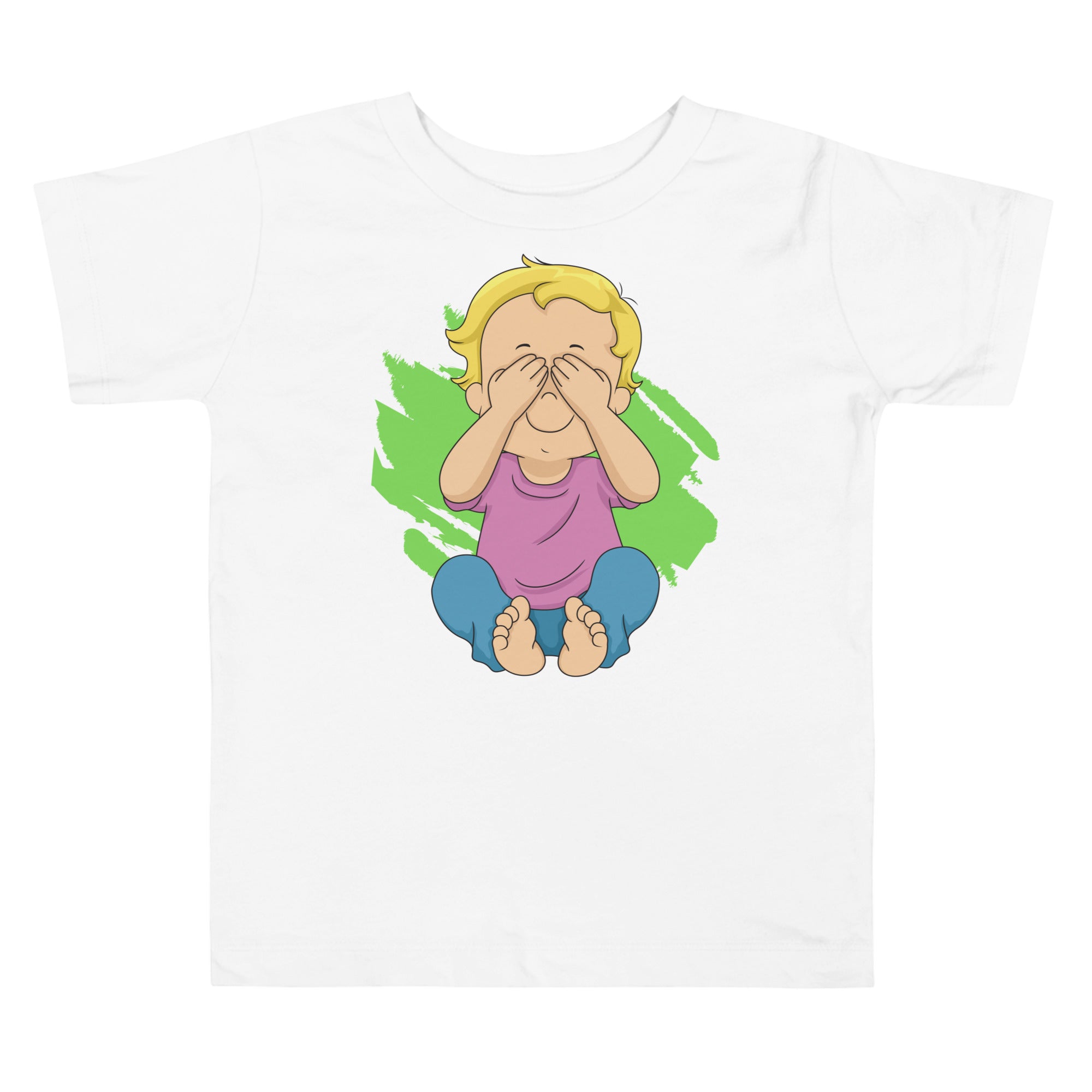 Camiseta de manga corta para niños pequeños - Peekaboo (Blanco)