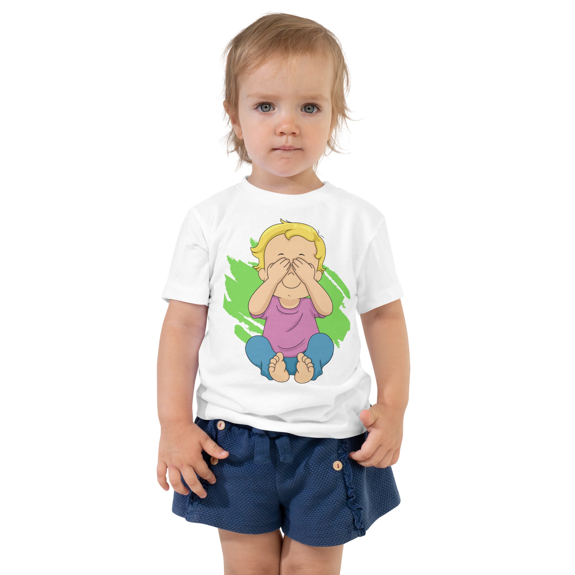 Camiseta de manga corta para niños pequeños - Peekaboo (Blanco)