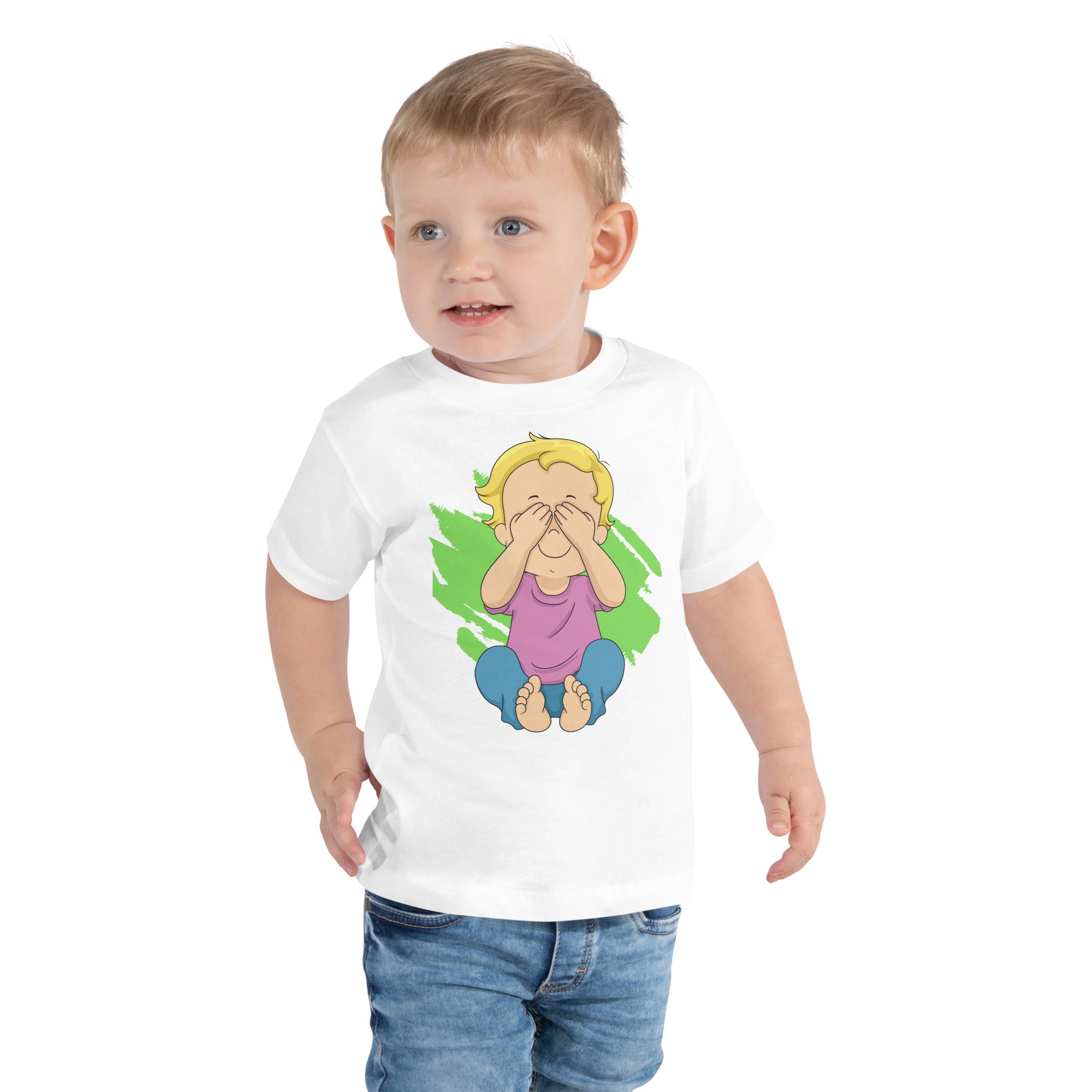 Camiseta de manga corta para niños pequeños - Peekaboo (Blanco)