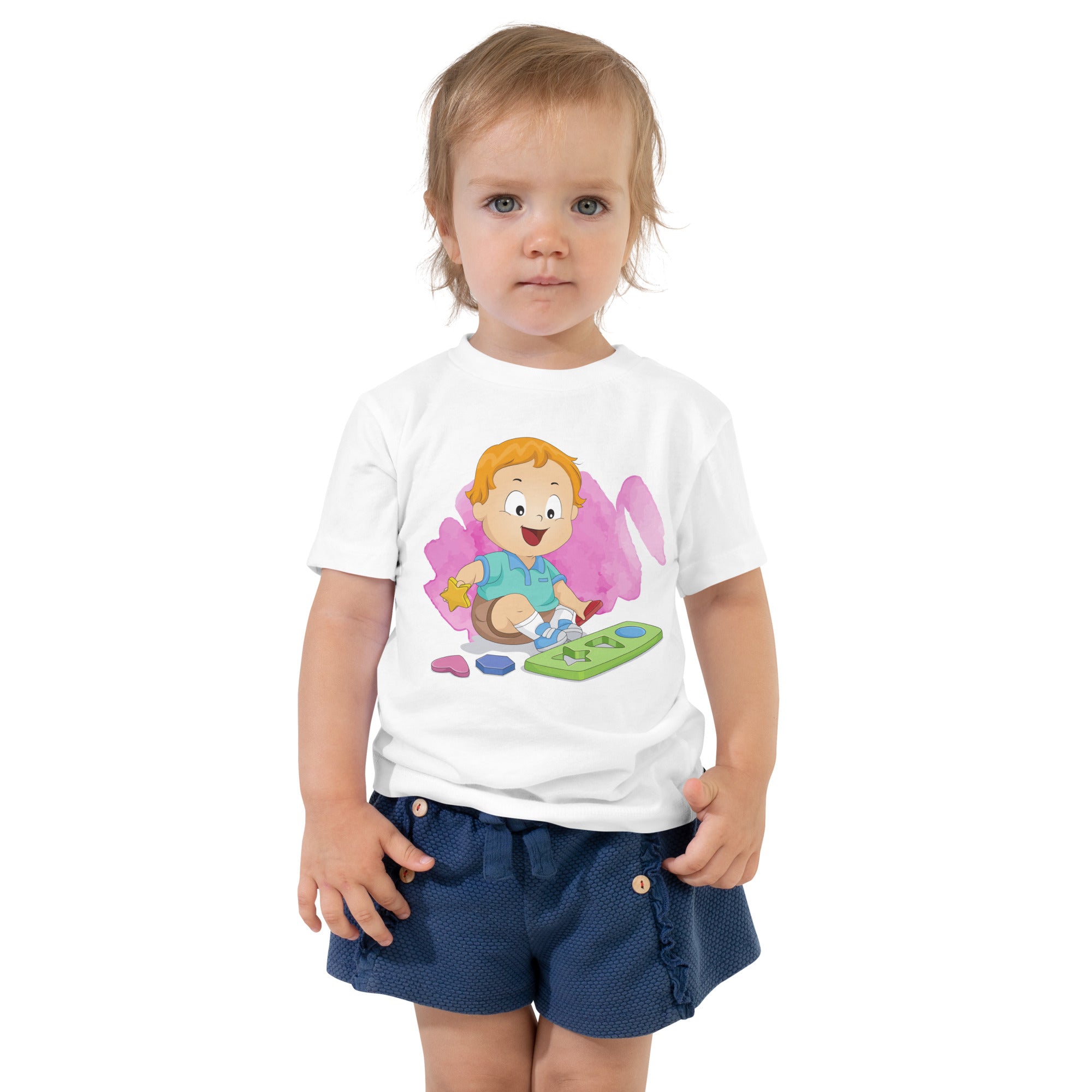 Toddler Short Sleeve Tee - Shapes (White)