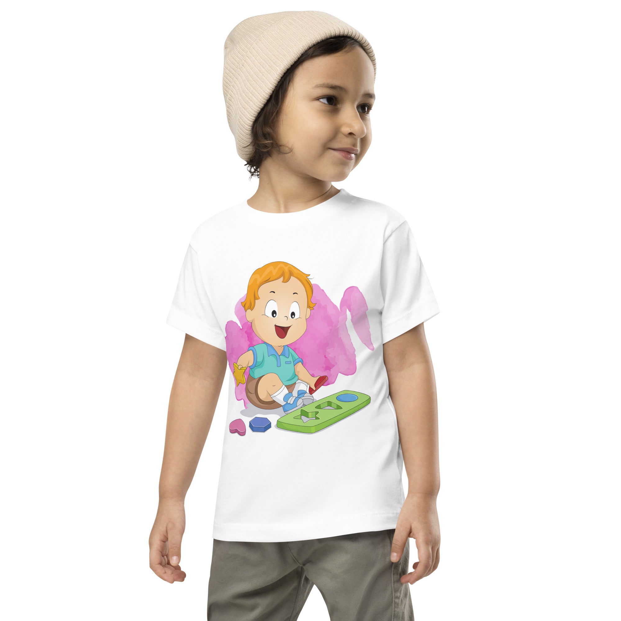 Toddler Short Sleeve Tee - Shapes (White)