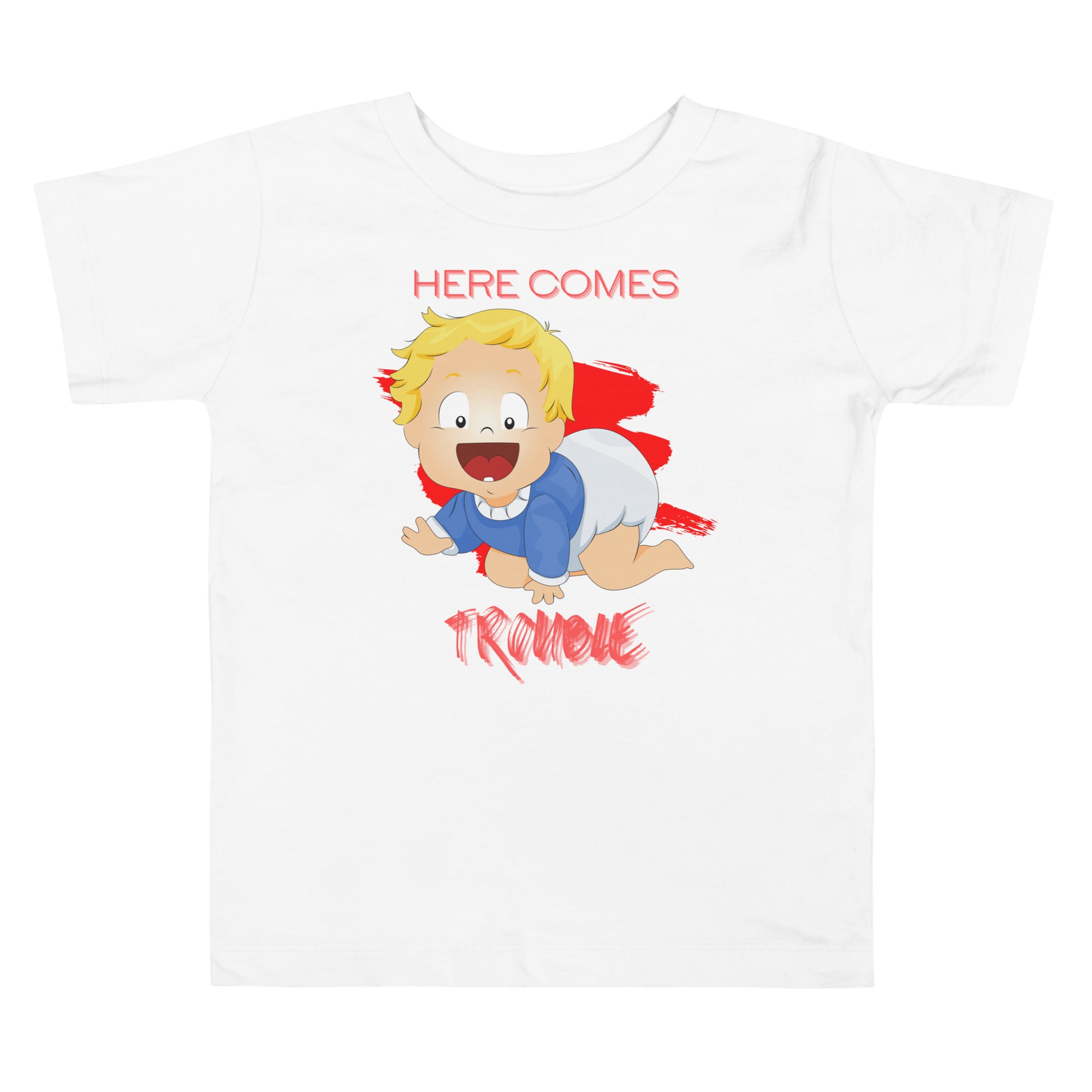 Toddler Short Sleeve Tee - Trouble (White)