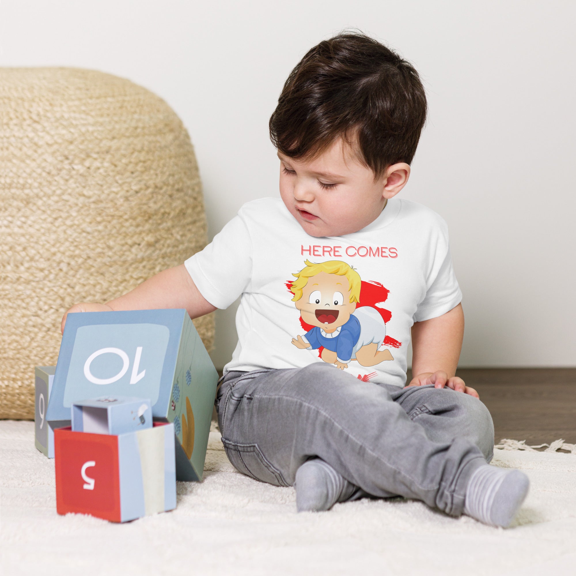 Toddler Short Sleeve Tee - Trouble (White)