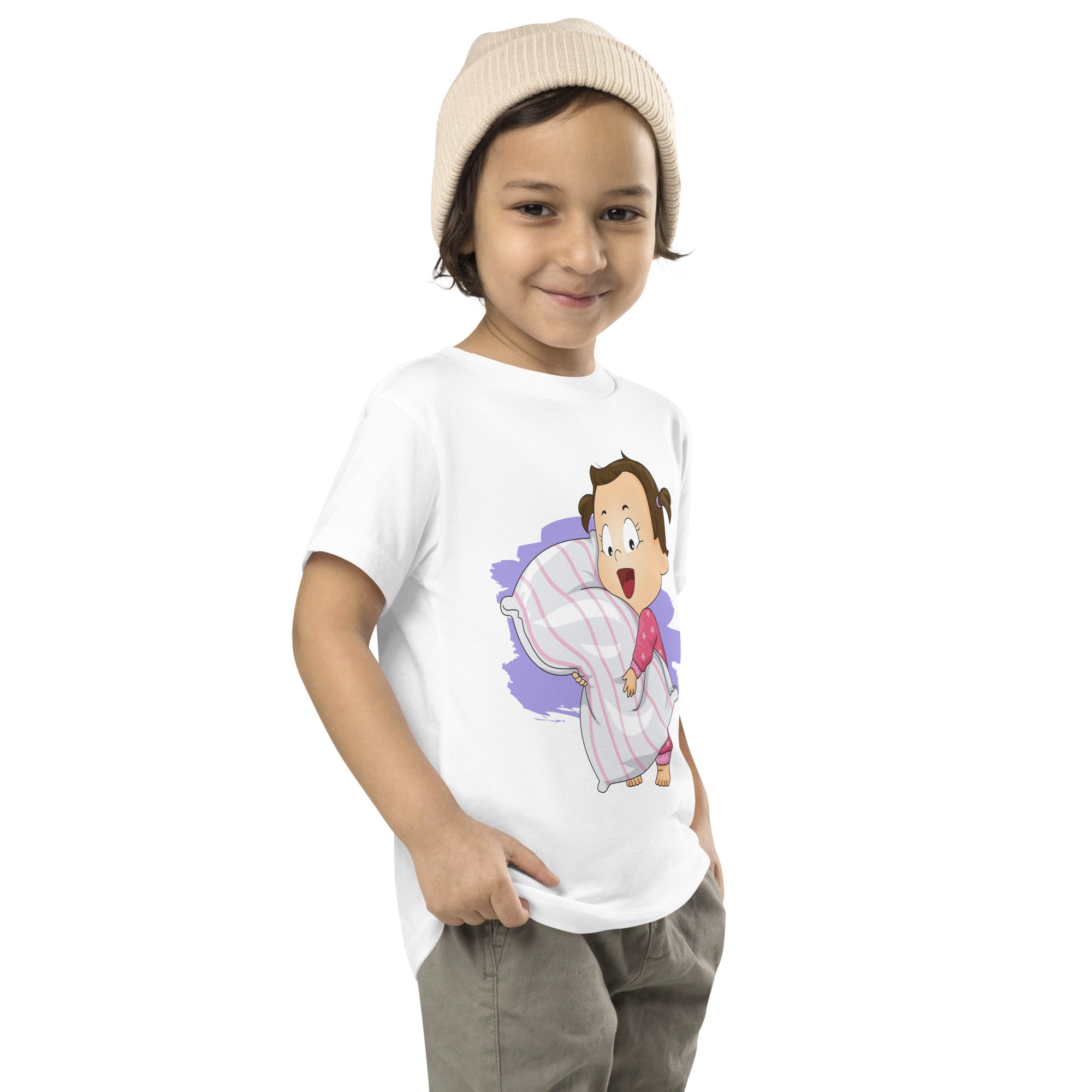 Camiseta de manga corta para niños pequeños - Hora de dormir (Blanco)