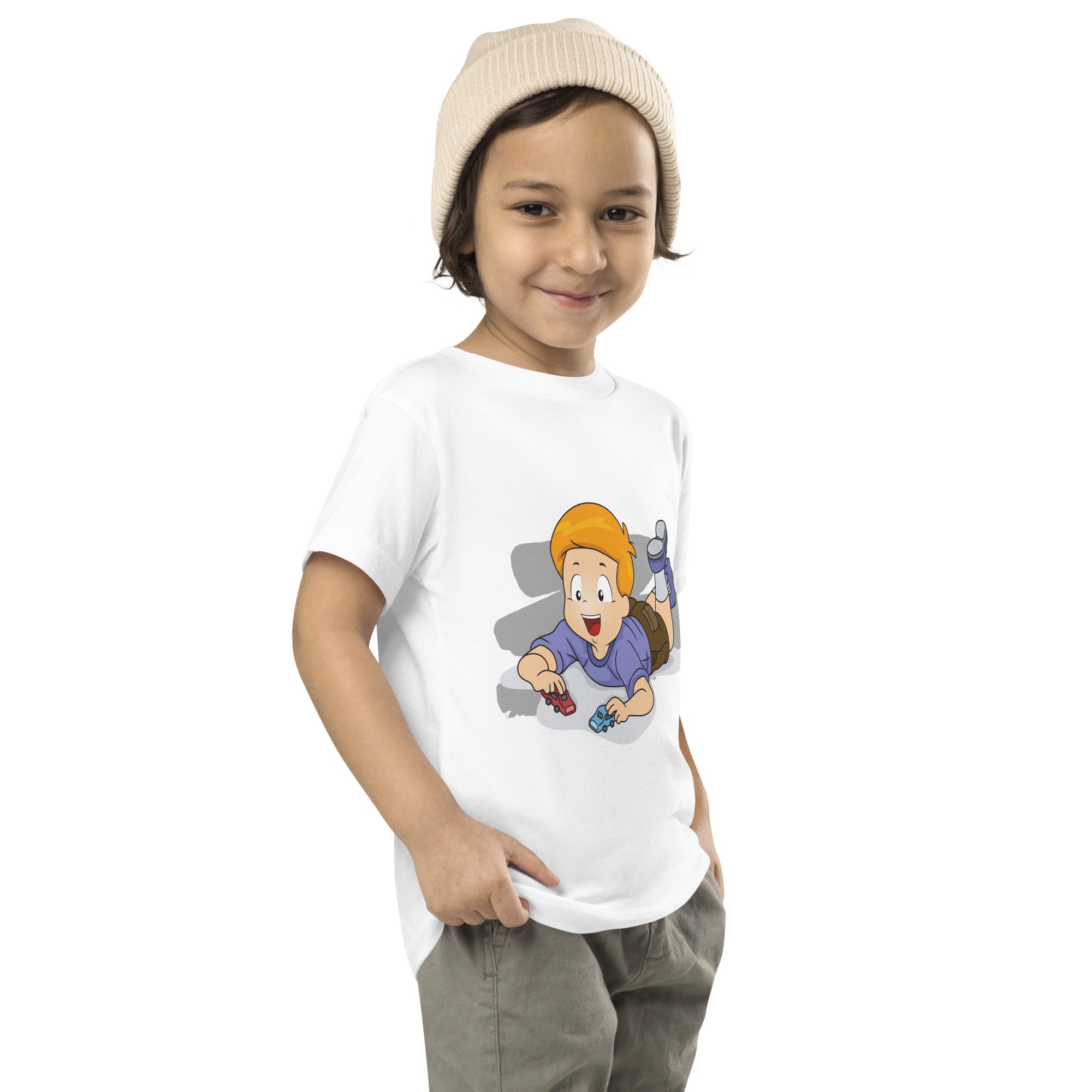 Camiseta de manga corta para niños pequeños - Cars (Blanco)