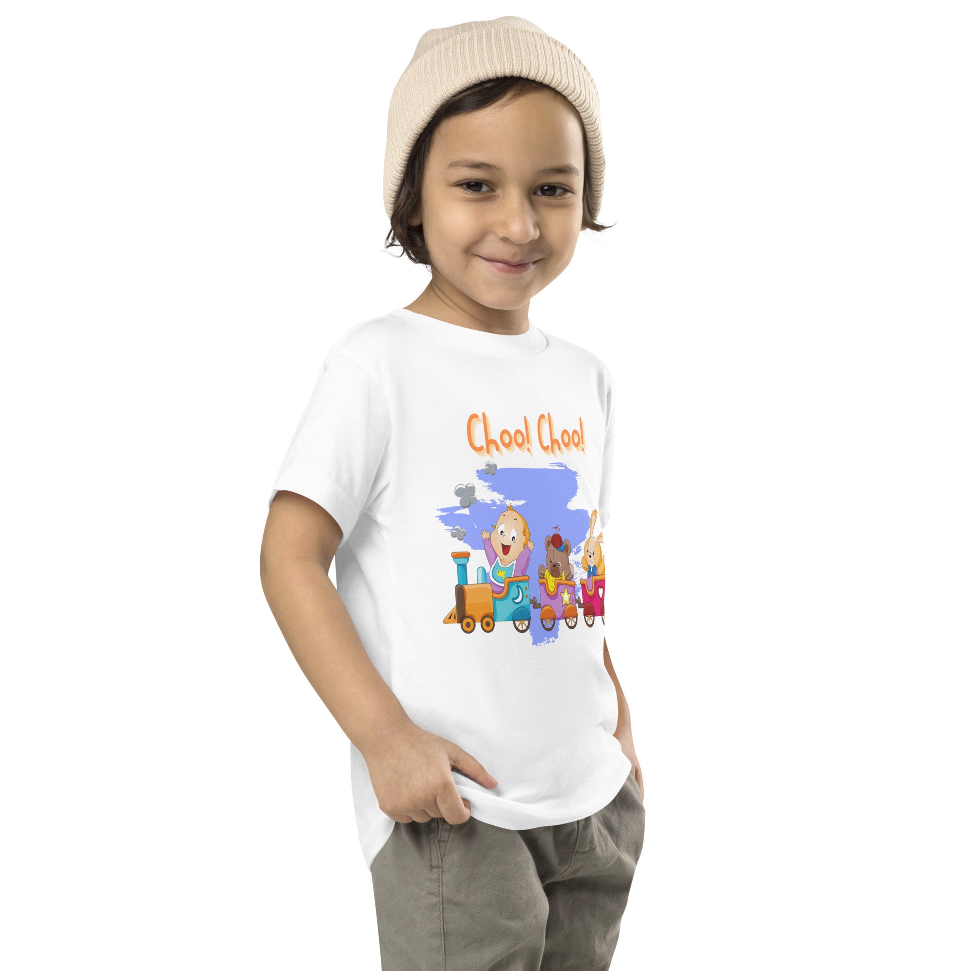 Camiseta de manga corta para niños pequeños - ¡Choo! ¡Chú! (Blanco)