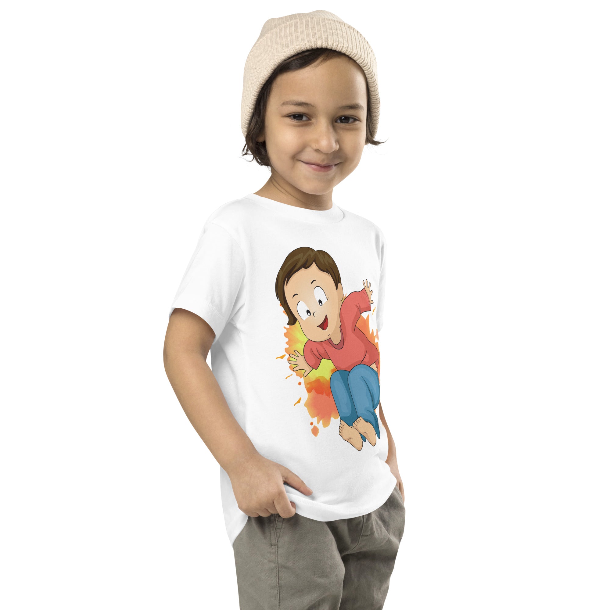 Toddler Short Sleeve Tee - Jump (White)