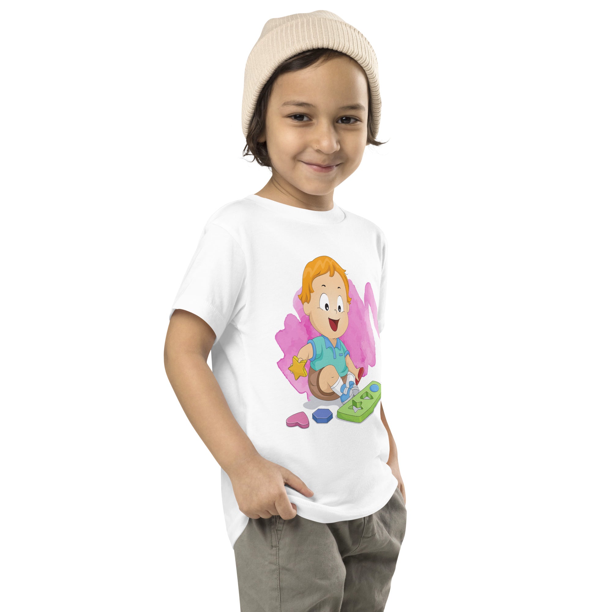 Toddler Short Sleeve Tee - Shapes (White)