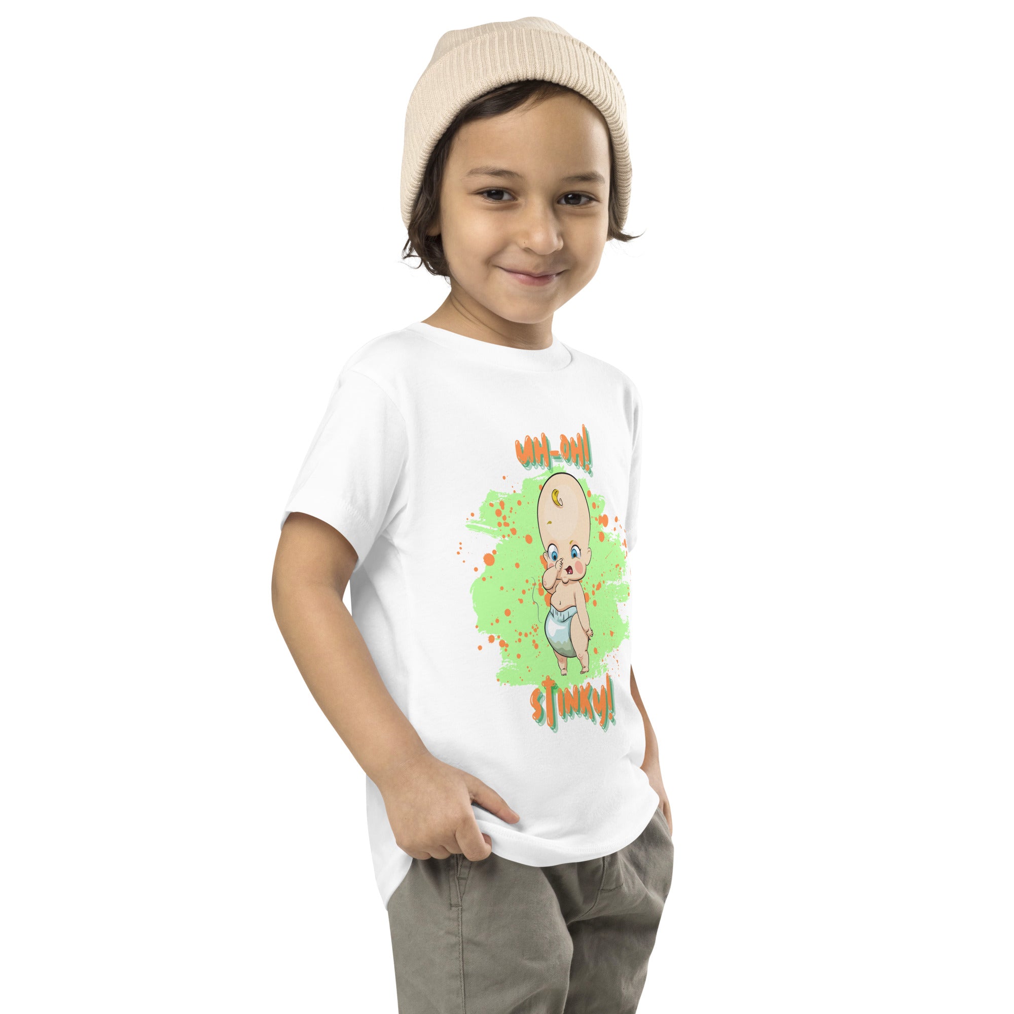 Camiseta de manga corta para niños pequeños - Stinky (Blanco)