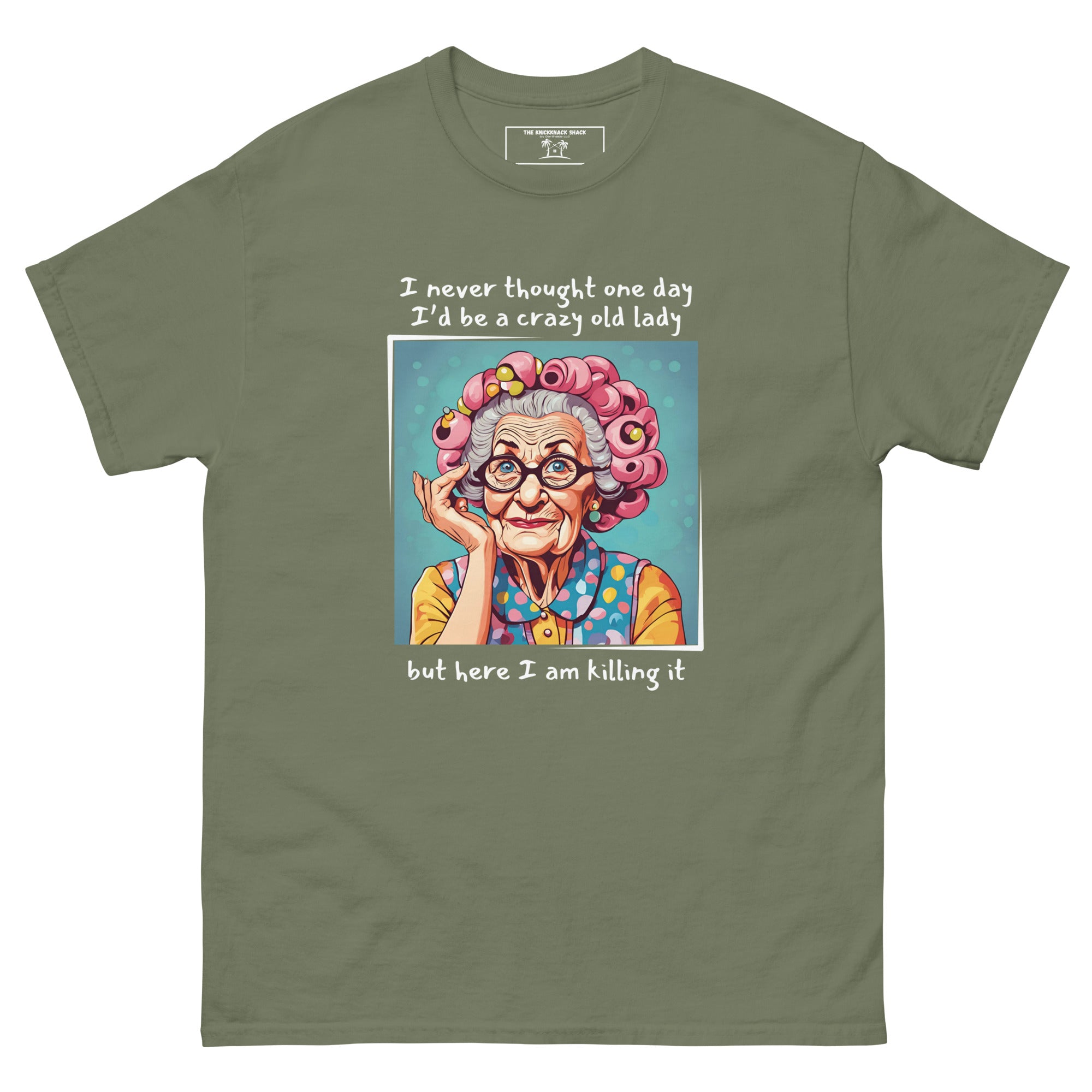 Classic Tee - Crazy Old Lady (Dark Colors)