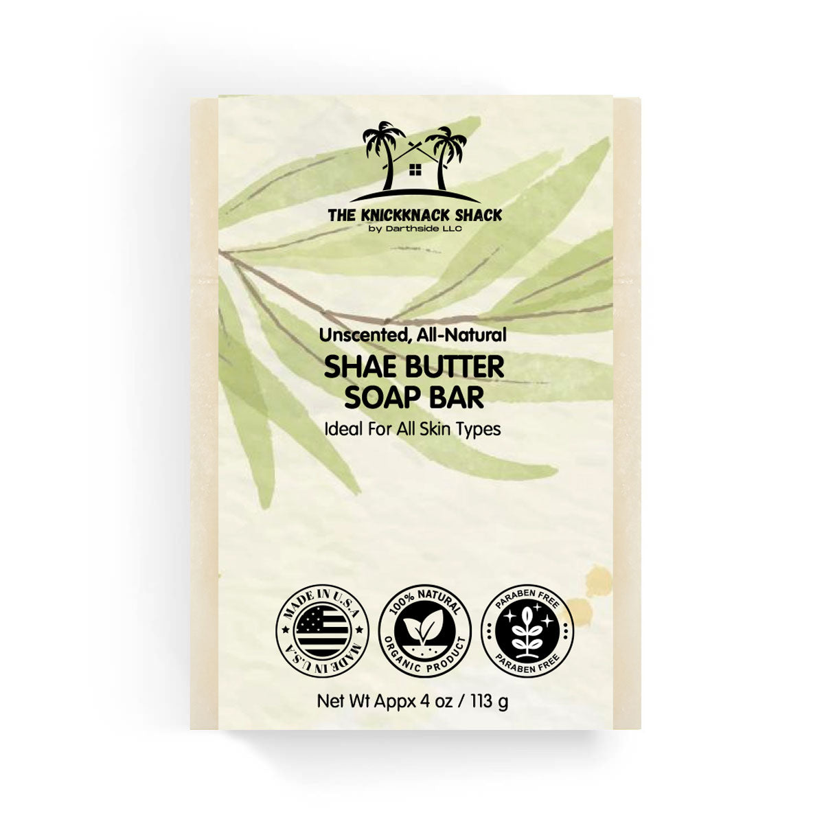 Unscented, All-Natural Shae Butter Soap Bar Ideal For All Skin Types