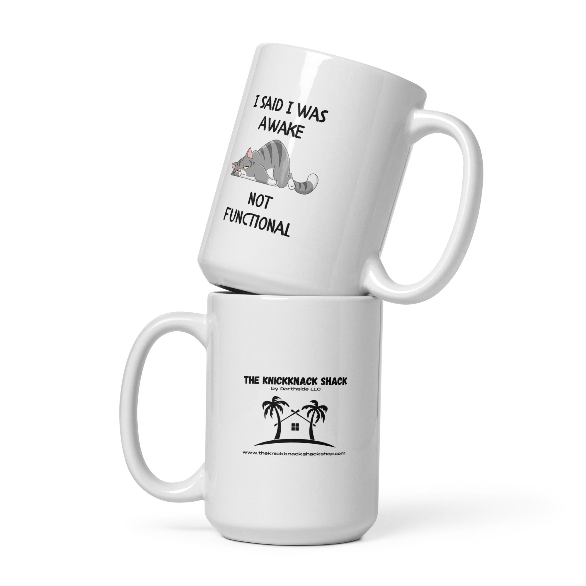 Mug blanc brillant – J'ai dit que j'étais réveillé (main en L)