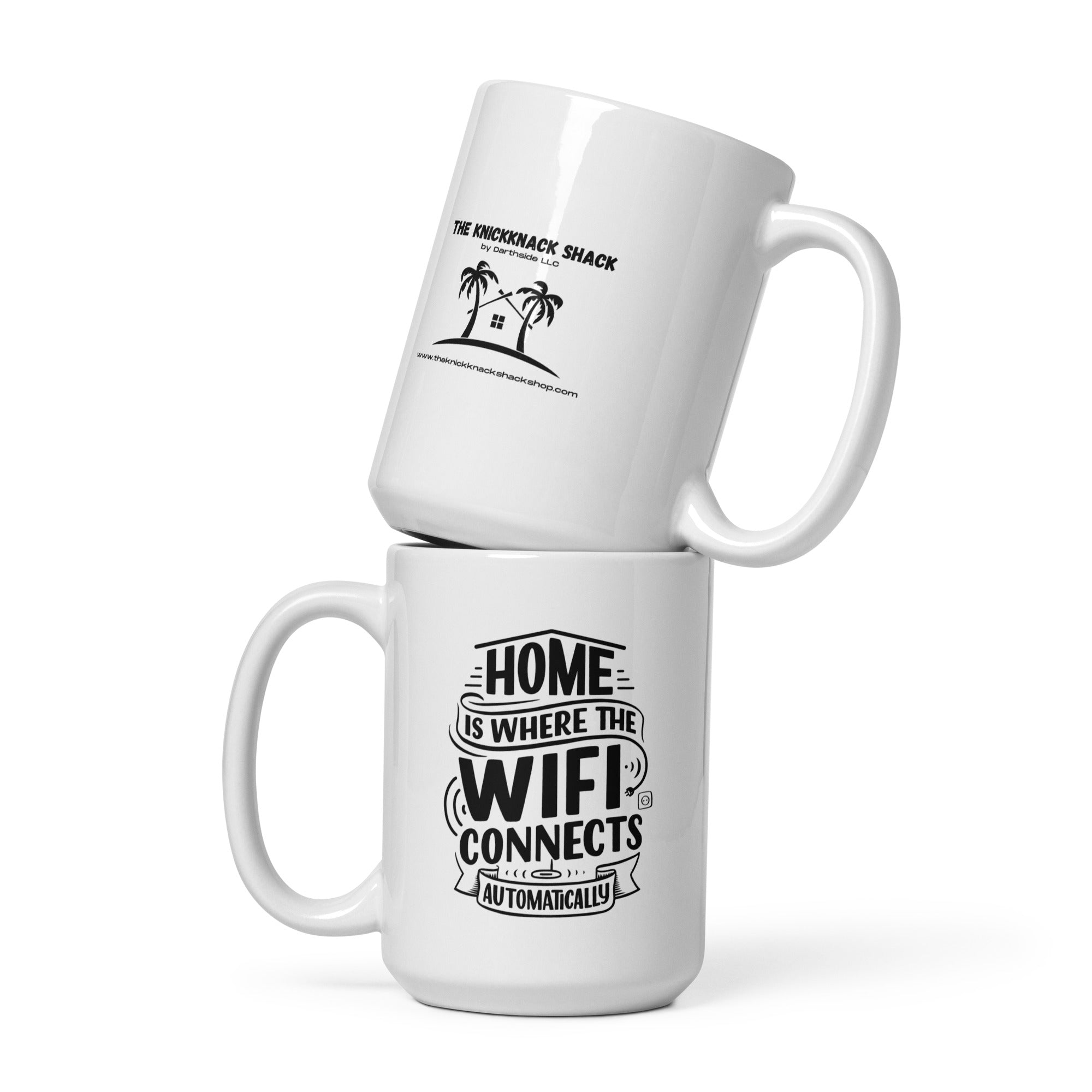 Taza blanca brillante - WiFi (mano derecha)