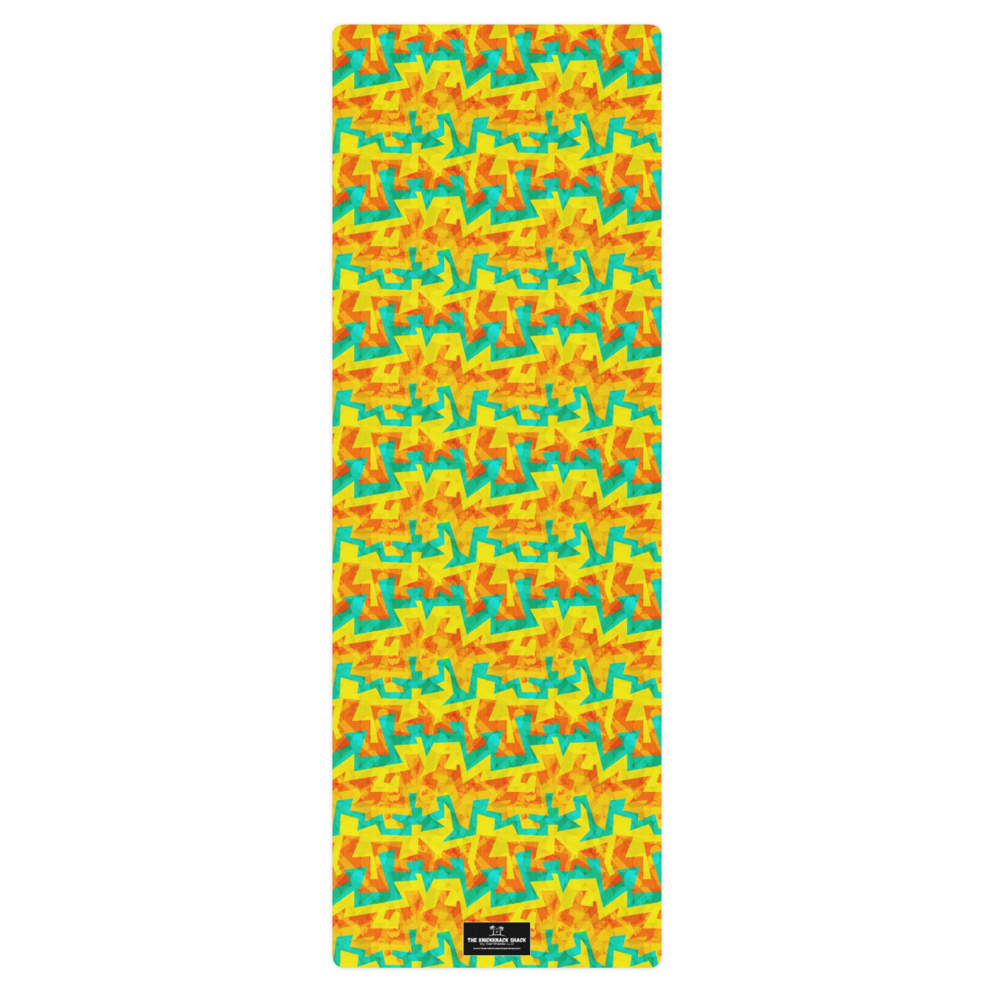 3mm Yoga Mat with Carrying Strap - Geometric Neon in Citrus