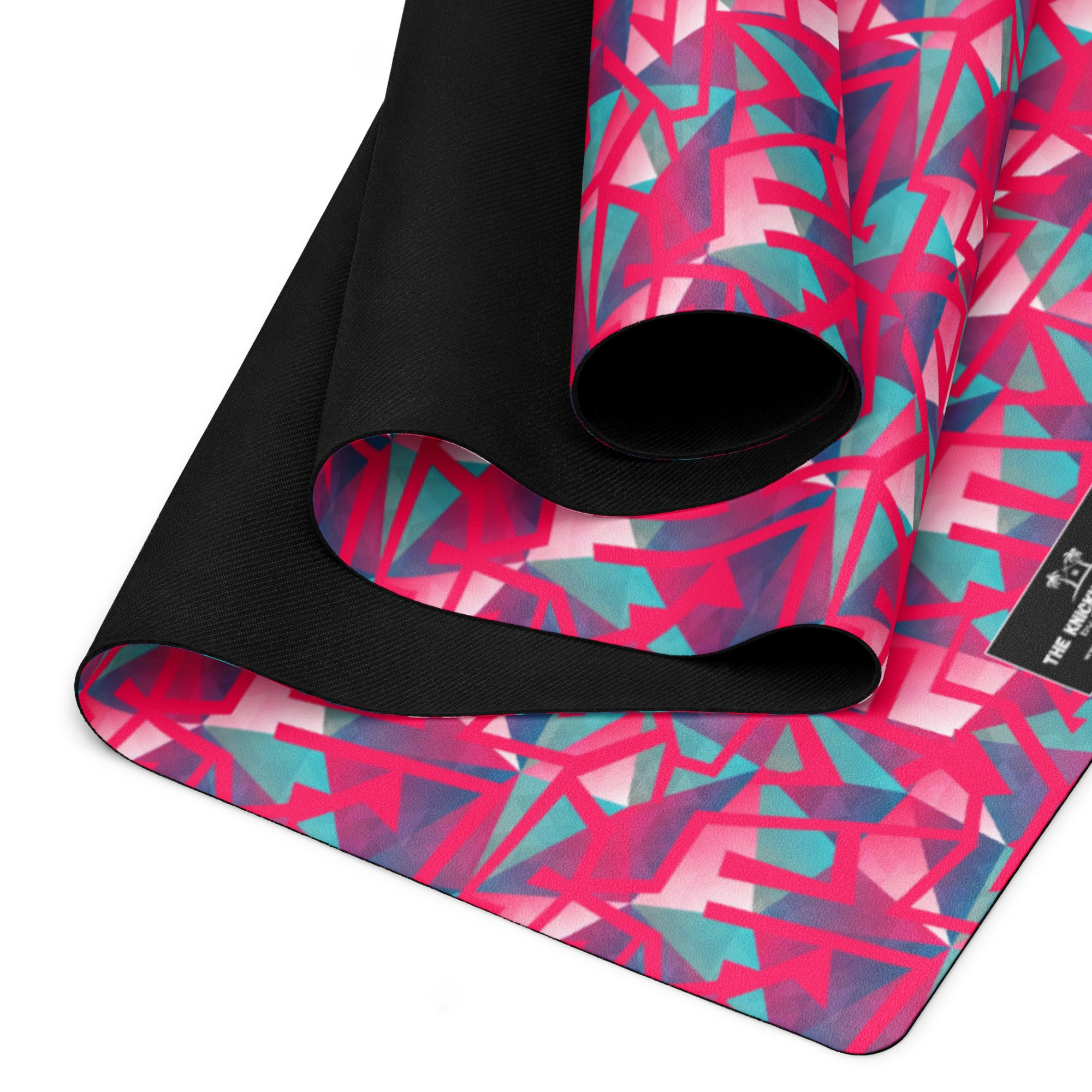 3mm Yoga Mat with Carrying Strap - Geometric Neon in Berry