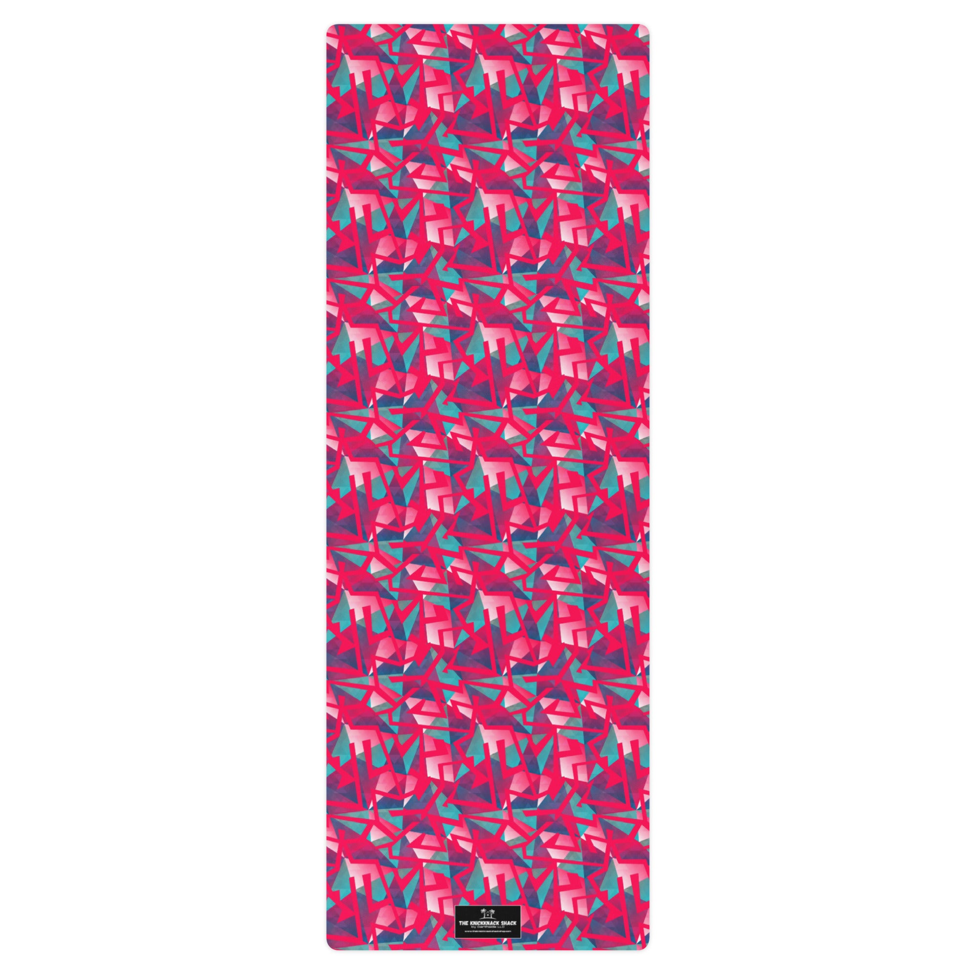 3mm Yoga Mat with Carrying Strap - Geometric Neon in Berry