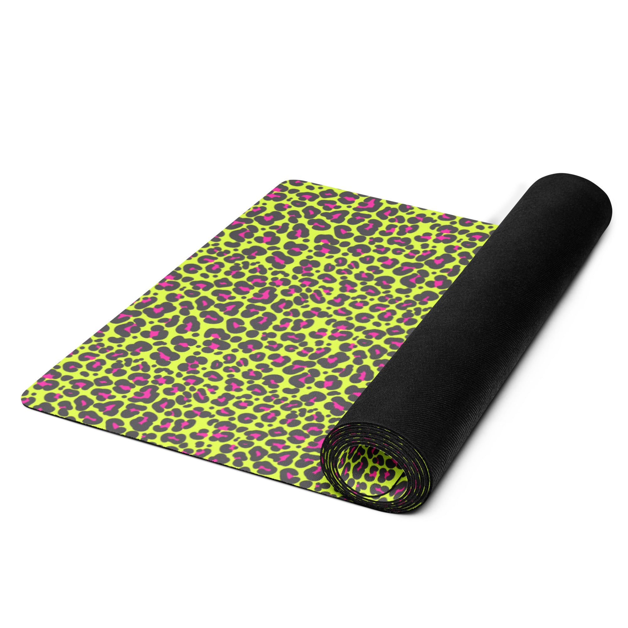 3mm Yoga Mat with Carrying Strap - Neon Leopard