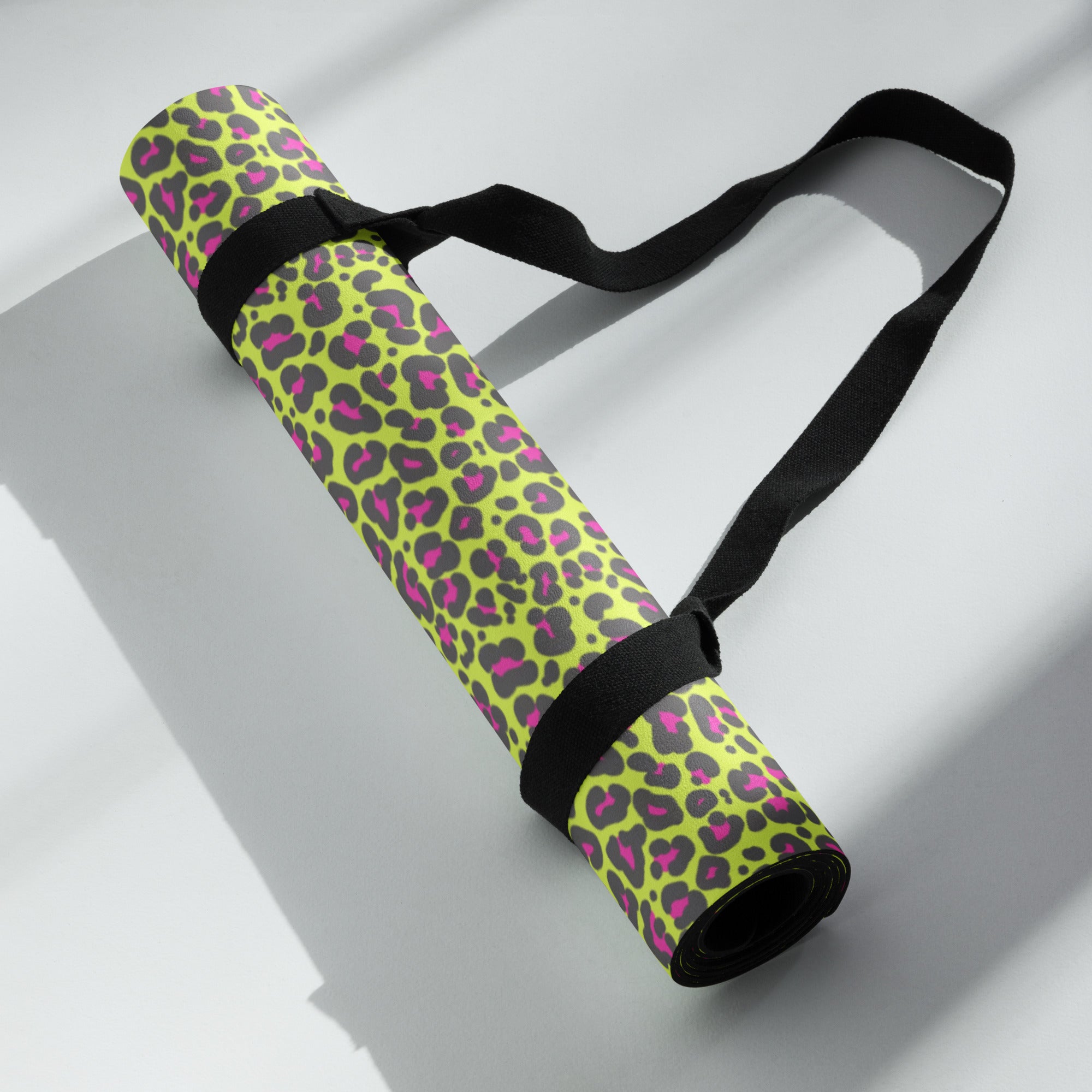 3mm Yoga Mat with Carrying Strap - Neon Leopard