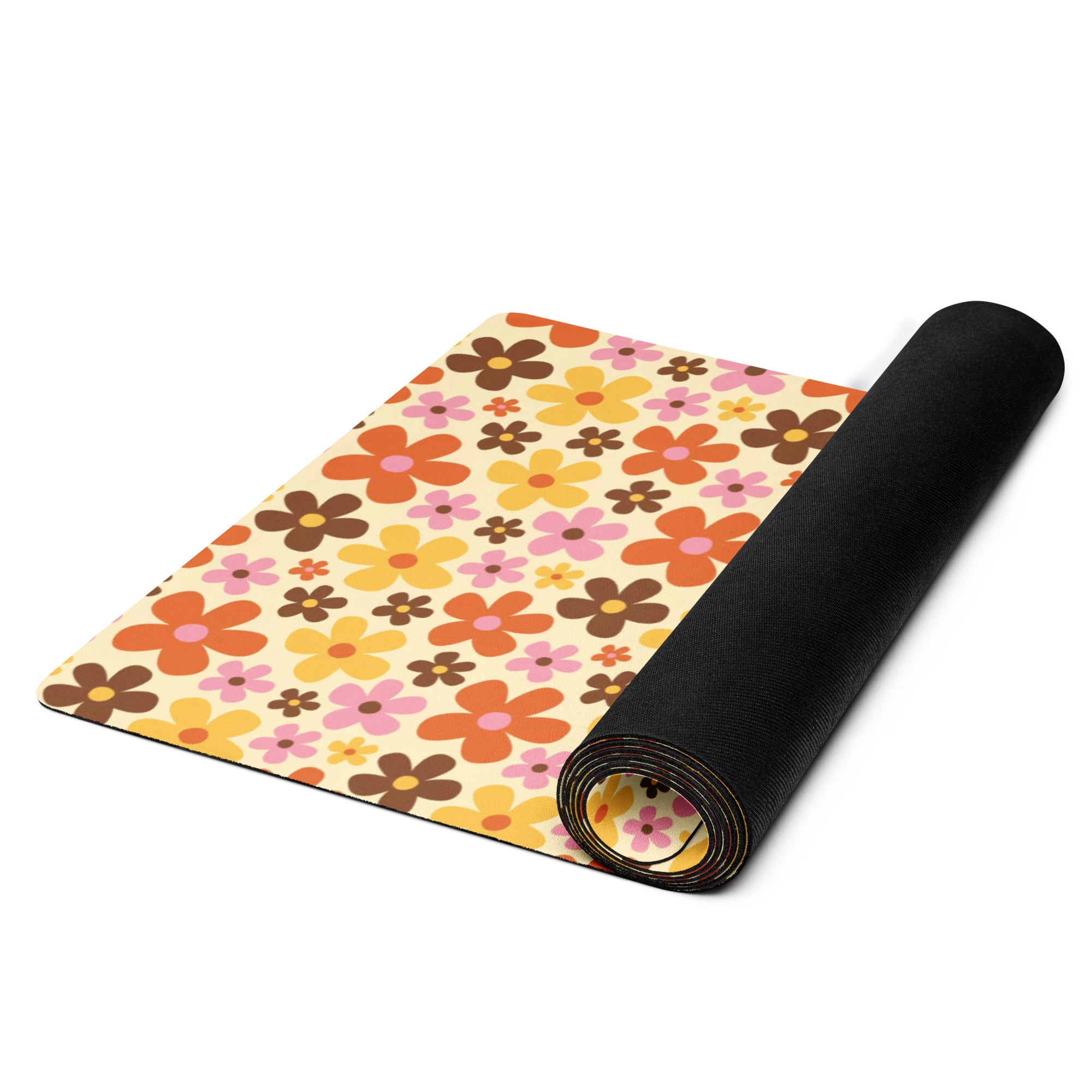 3mm Yoga Mat with Carrying Strap - Retro Floral