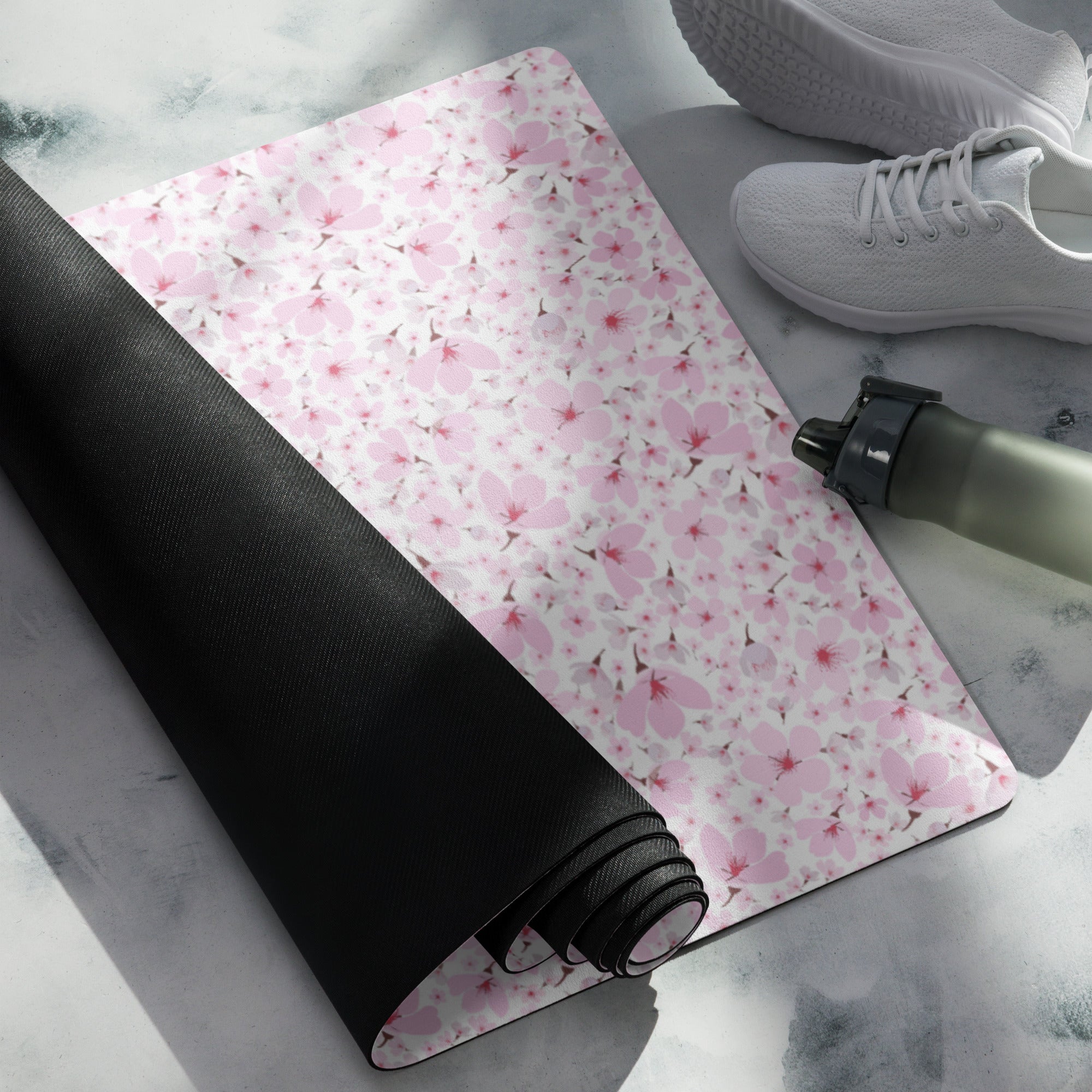 3mm Yoga Mat with Carrying Strap - Cherry Blossoms