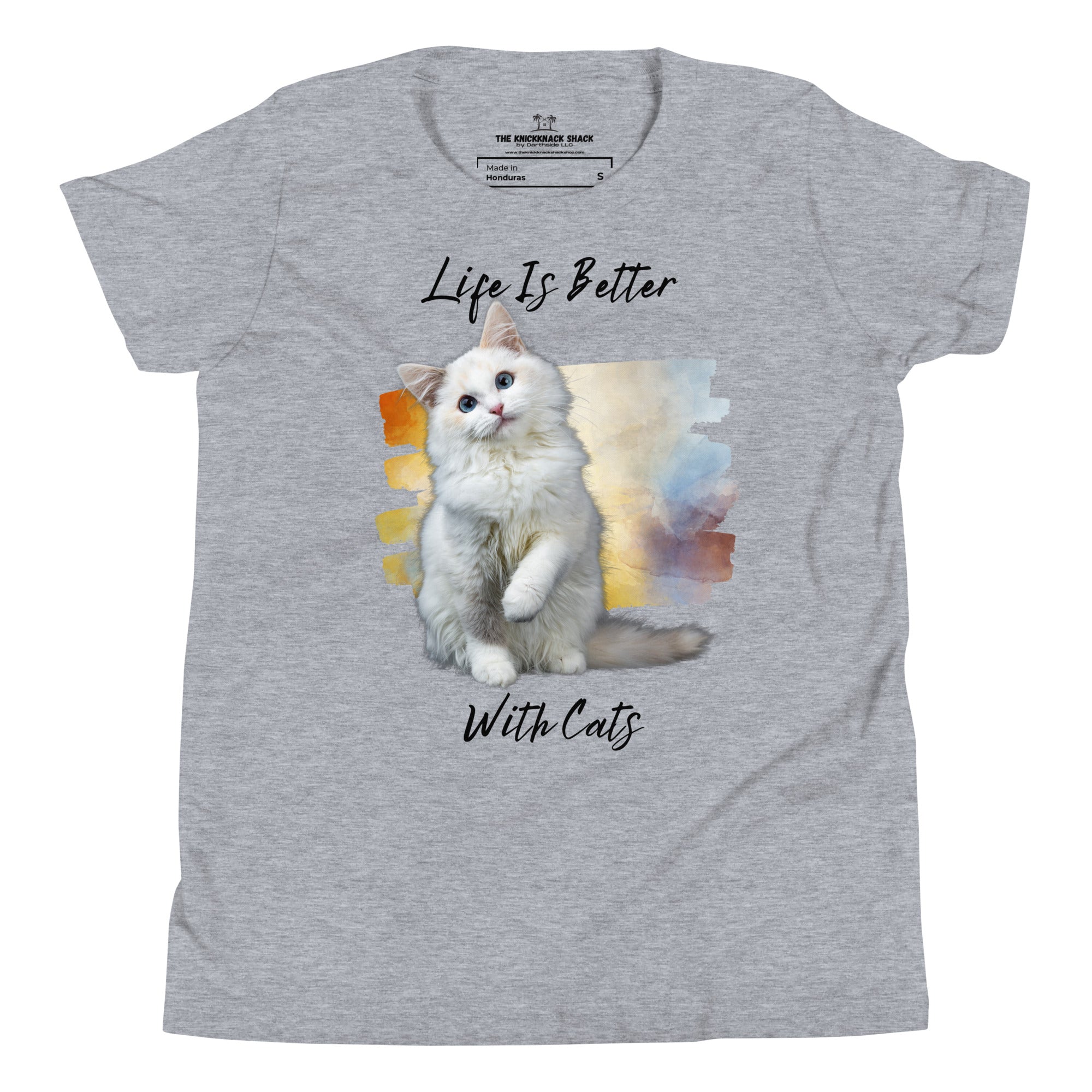 T-shirt jeunesse - Mieux avec les chats (couleurs claires)