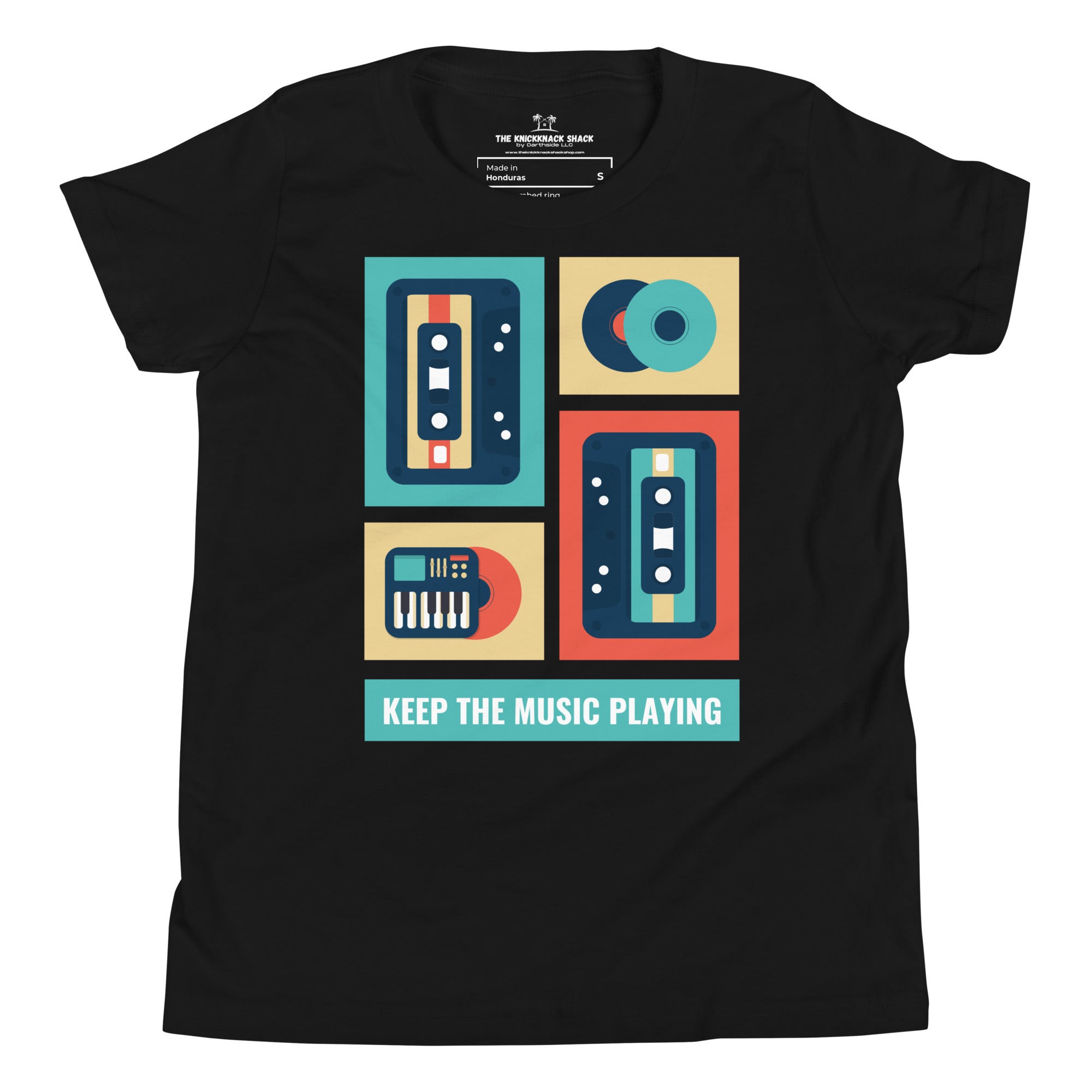T-shirt jeunesse - Continuez à jouer de la musique (couleurs sombres)