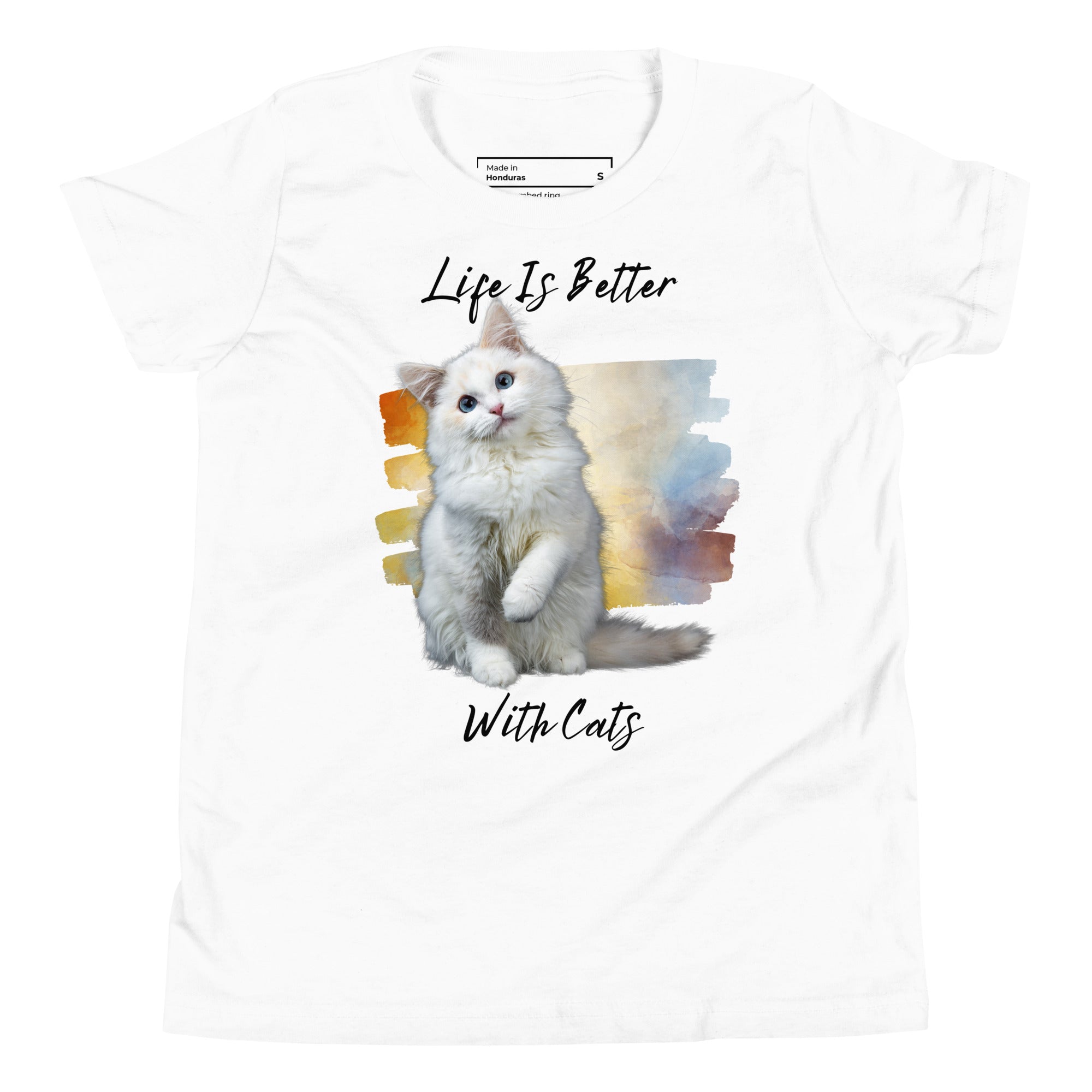 T-shirt jeunesse - Mieux avec les chats (couleurs claires)