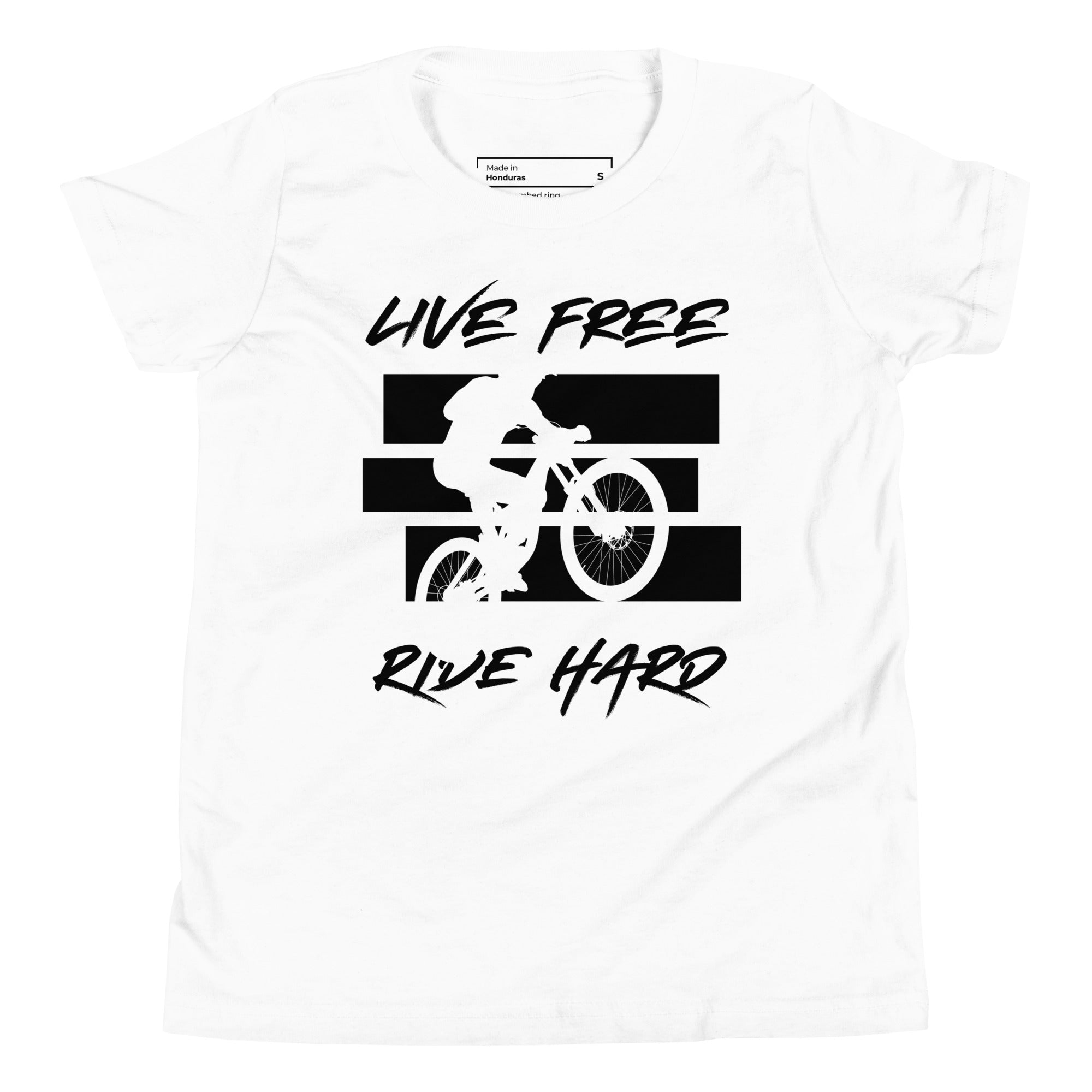 Camiseta Juvenil - Live Free Ride Hard (Colores Claros)